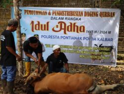 Indahnya berbagi ,Polresta Pontianak menyalurkan daging qurban kepada Panti asuhan dan Warakawuri