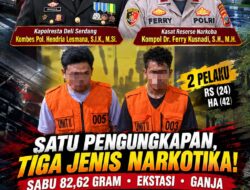Polresta Deli Serdang Ungkap Kasus Narkotika, Amankan pengedarnya beserta 82,62 Gram Sabu, Ekstasi dan Ganja